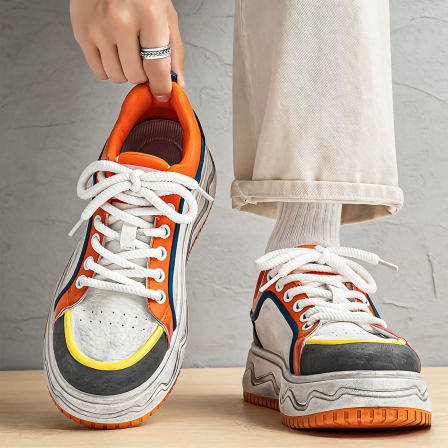 欧洲站男鞋超火做旧脏脏鞋厚底增高青少年男百搭防水休闲复古板鞋