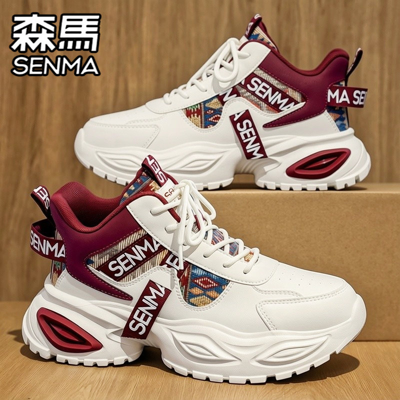 森马高帮男鞋冬季加绒棉鞋运动休闲皮面跑步厚底增高网红老爹潮鞋主图