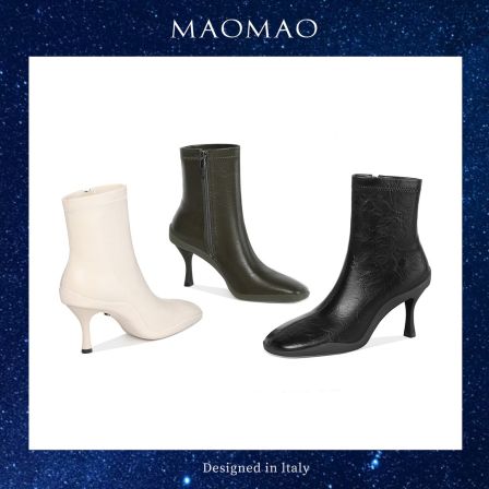 【跟高7cm】2025年冬季新款纯色圆头细跟高跟鞋靴侧拉链时尚百搭女