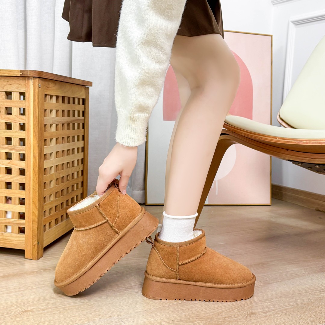 2025秋冬真皮雪地靴保暖防水短筒时尚休闲鞋加厚休闲鞋-m主图