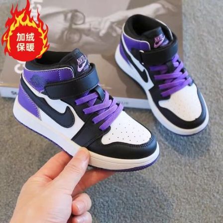 大黄蜂aj儿童运动鞋加绒3~20岁女童鞋2025秋冬新款高帮板鞋男童鞋
