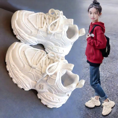 女童鞋运动鞋冬季2026新款儿童皮面跑步鞋软底防滑大童女孩小白鞋