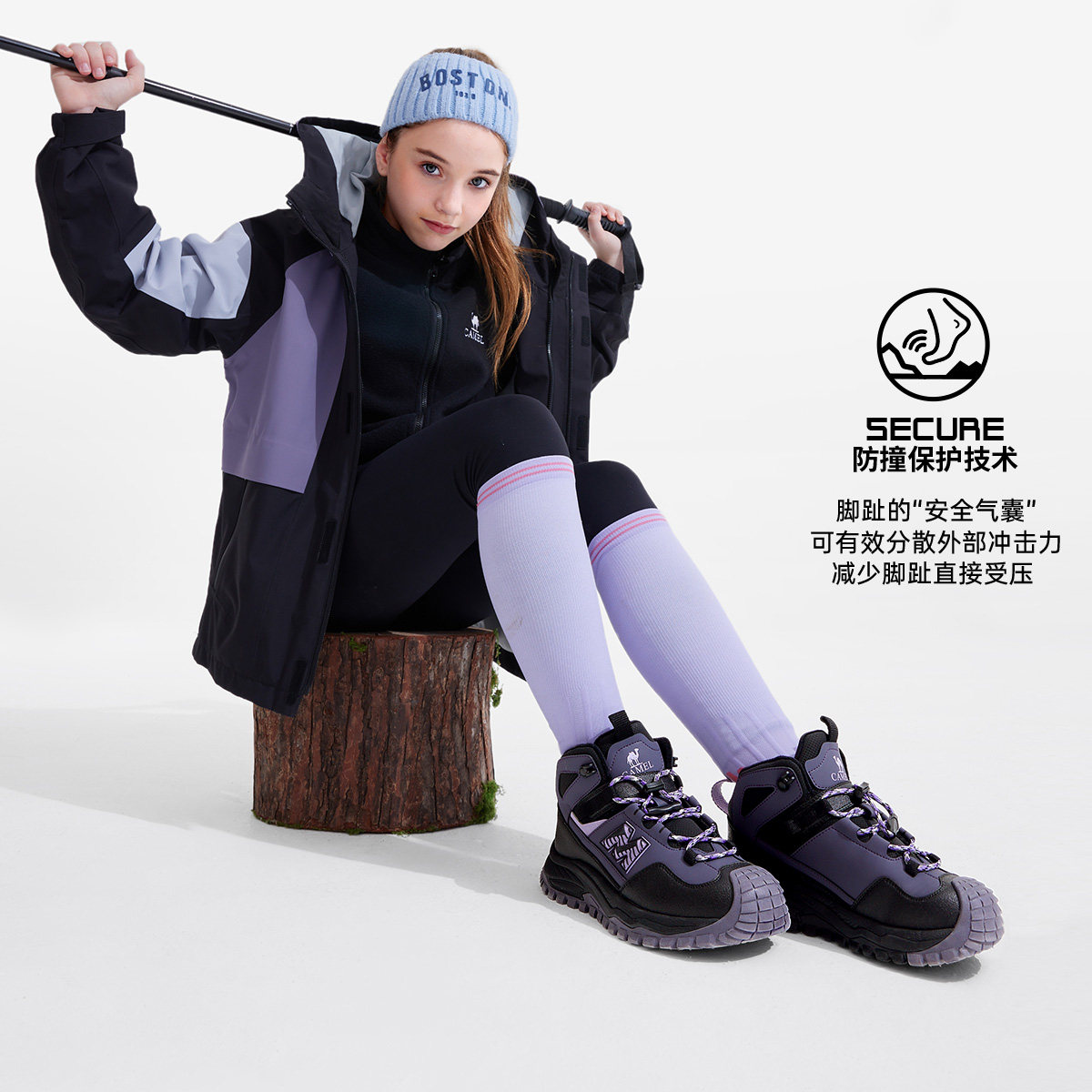 【爆品年货节】骆驼儿童户外登山鞋加绒保暖防滑徒步鞋中大童运动主图