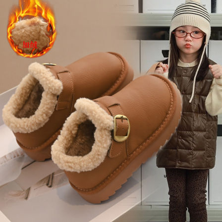 儿童雪靴羊羔绒大棉博肯鞋2025冬季新款女童厚底防滑防水保暖鞋