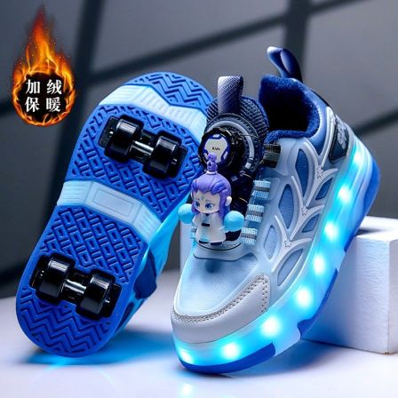 官网C&K暴走鞋男童冬季加绒儿童滑轮鞋隐形四轮男孩运动溜冰鞋子