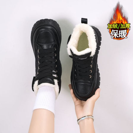 官网C&K女童棉鞋2025新款冬季儿童加绒加厚保暖黑色女孩雪地棉靴