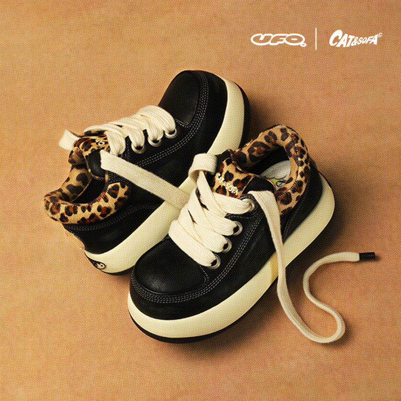 【UFO系列】猫与沙发/黑豹纹大头鞋Q版丑萌鞋厚底增高低帮鞋子主图