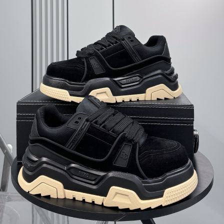 潮牌男鞋2025超火老爹鞋冬季新款小众内增高鞋男士板鞋厚底面包鞋