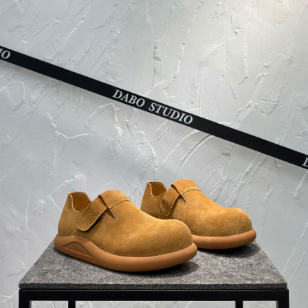 小土豆勃肯鞋男冬季全包大头鞋真皮软底乐福鞋百搭潮魔术贴休闲鞋