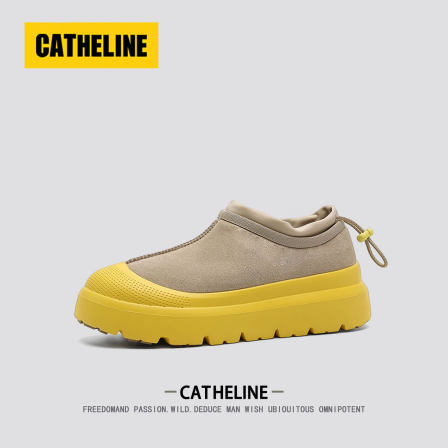 美国CAT.HELINE厚底短筒面包棉鞋男款冬季新款加绒加厚情侣雪地靴