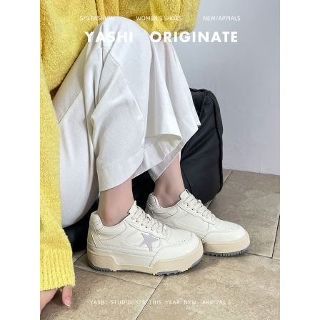 星星做旧小脏鞋版型女2026新款厚底增高德训鞋休闲百搭系带阿甘鞋