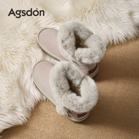 奥古狮登厚底雪地靴女2025新款冬季加绒加厚保暖防滑舒适毛毛棉鞋