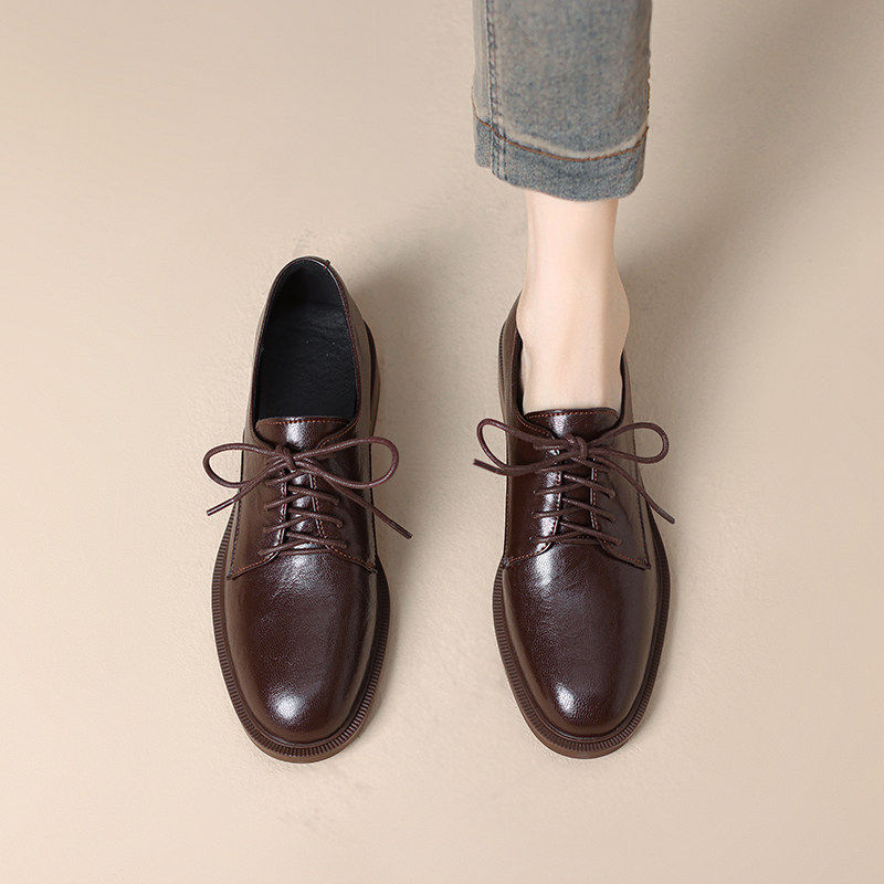 时尚英伦风软底小皮鞋女2025年秋冬季新款舒适通勤职业单鞋乐福鞋主图