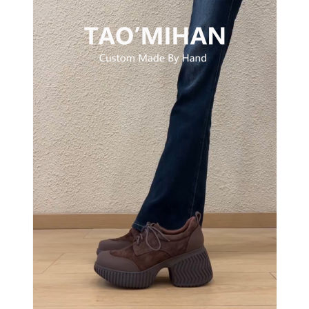 真皮版~增高8cm厚底小皮鞋女2025新款小个子高跟单鞋显高乐福鞋子