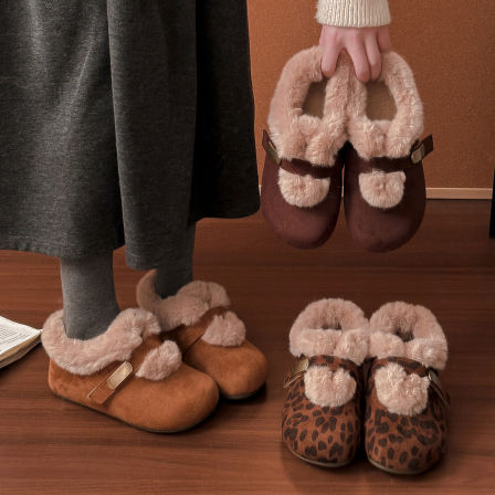 3CM内增高毛毛鞋女外穿冬季新款毛口雪地短靴保暖加绒棉勃肯鞋子