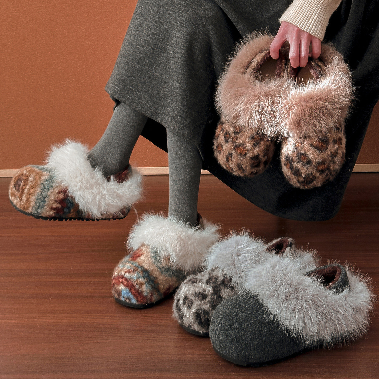 5CM内增高大头毛毛鞋女外穿冬季新款毛口雪地短靴加绒棉勃肯鞋子主图