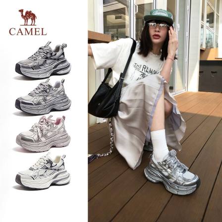 【烈儿超值年货节 】骆驼女鞋加绒银月老爹鞋厚底运动鞋男