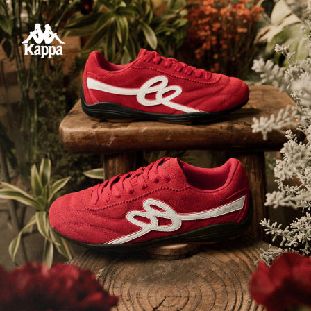 Kappa K520女鞋薄底德训鞋女2026新款复古红色运动鞋软底足球鞋子