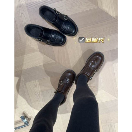 羊皮版~真皮英伦皮带扣雕花布洛克鞋复古小皮鞋女加绒单鞋乐福鞋