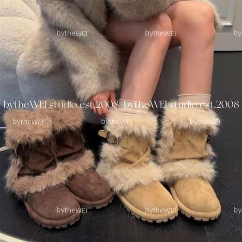bytheWEI【莫斯科圆舞曲】内增高版～俄式毛毛雪地靴冬季加绒短靴女主图