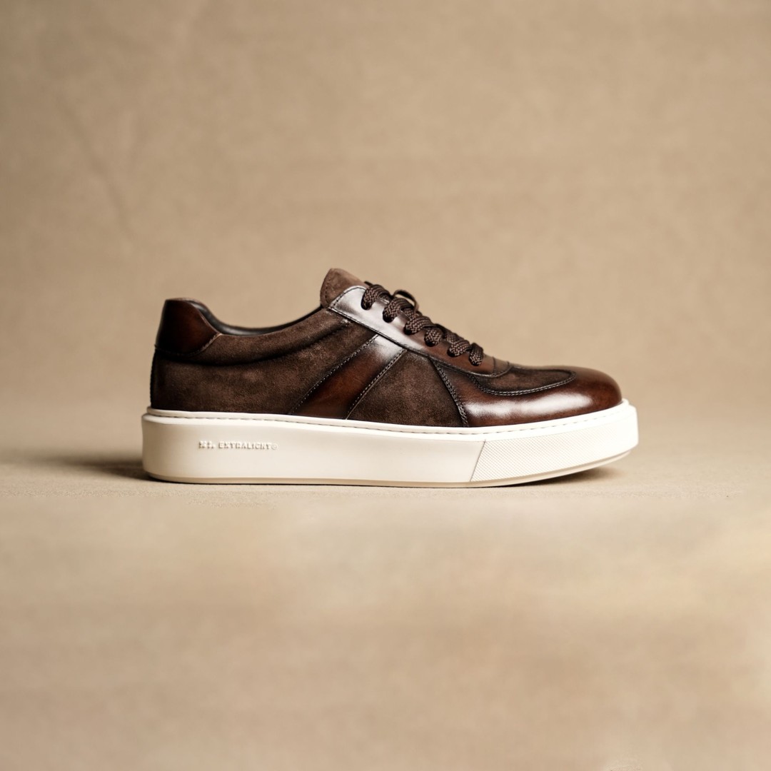 轻奢手工休闲板鞋复古厚底舒适时尚百搭系带潮流真皮商务男鞋主图