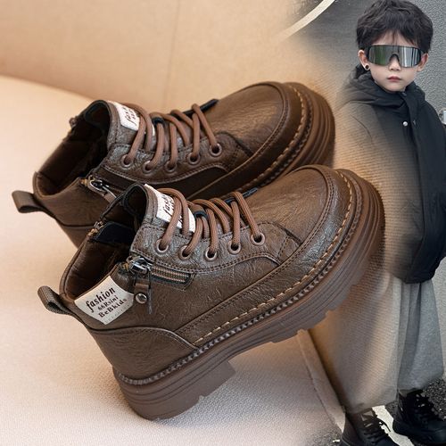 男童加绒雪地靴儿童真皮马丁靴冬季小童二棉加绒棉鞋保暖女童短靴主图