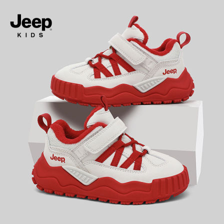 jeep童鞋新年款红色运动鞋儿童2026新款冬季加绒棉鞋女童男童鞋子