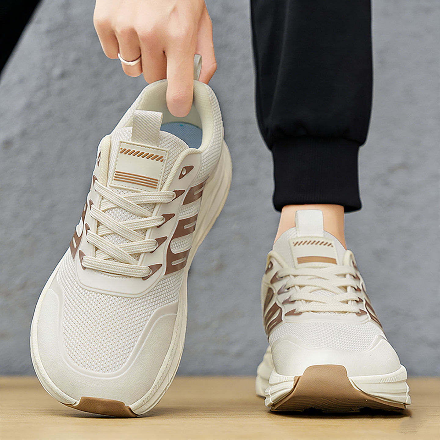 大头鞋男款透气47大尺码加宽加高大脚骨专用脚趾外翻脚胖宽头运动鞋主图