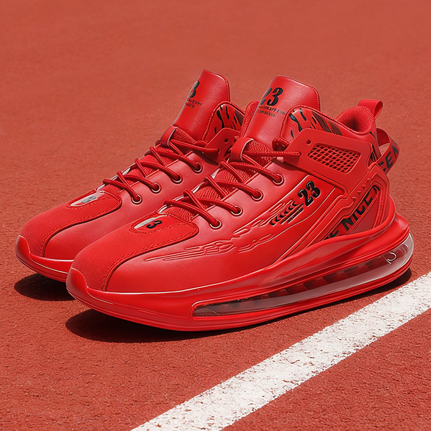 双色鸳鸯篮球鞋高筒青少年减震气垫运动鞋初中学生男款本命年红鞋主图