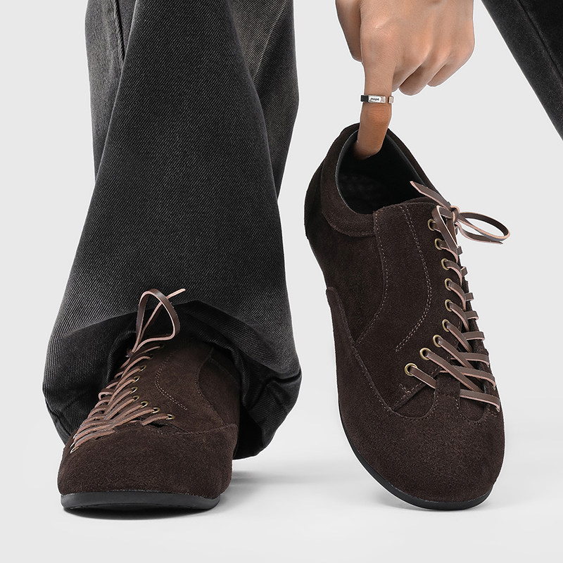 德训鞋男款老钱风极简复古足球鞋平底阿甘运动训练鞋英伦休闲皮鞋主图