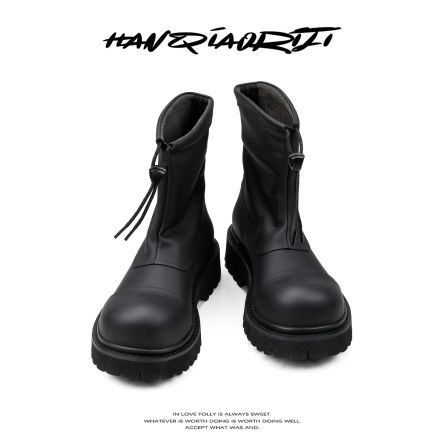 韩桥日记[幽渊系列]"暗涌"机能高级真皮厚底短靴高筒皮靴子德比鞋