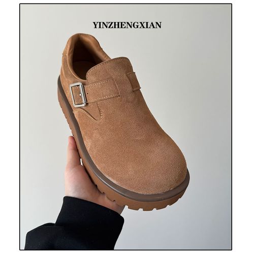 尹政贤 3.0搭扣勃肯鞋低帮厚底增高休闲鞋简约风时尚休闲单鞋男女主图