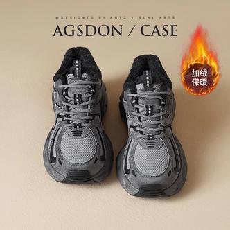 【奥古狮登】厚底老爹鞋女加绒加厚运动保暖皮面防风Y234272AA