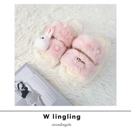 玲姐定制-可爱立体卡通棉拖网红款时尚冬季毛绒拖鞋女592617