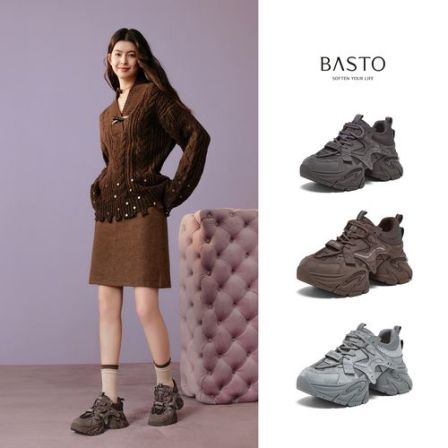 【百丽集团百思图】26春新款时尚潮流运动厚底女休闲老爹鞋G8897AM6