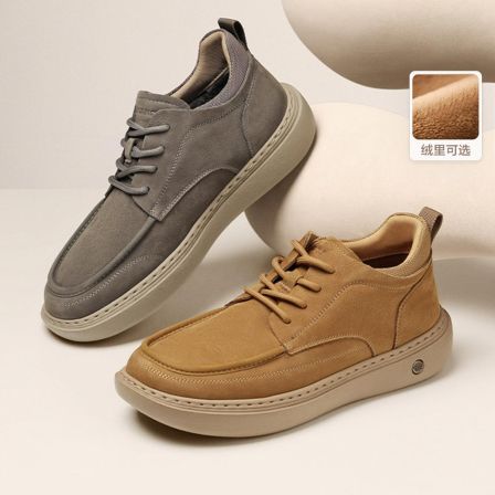 【百丽】百丽男士高帮休闲工装鞋男厚底加绒板鞋8WK01DD5