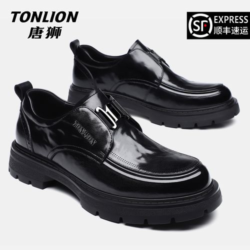 唐狮男鞋2026春季新款一脚蹬懒人商务休闲内增高正装德比皮鞋8138主图