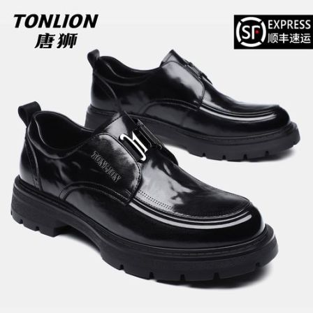 唐狮男鞋2026春季新款一脚蹬懒人商务休闲内增高正装德比皮鞋8138