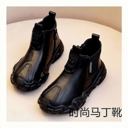 儿童马丁靴靴子皮鞋潮款真皮软底鞋子加绒洋气皮靴男童大童3-6岁