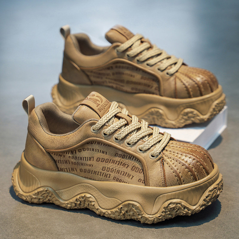 男鞋2026新款冬季皮面高级感贝壳头板鞋男士小众原创松糕底面包鞋主图