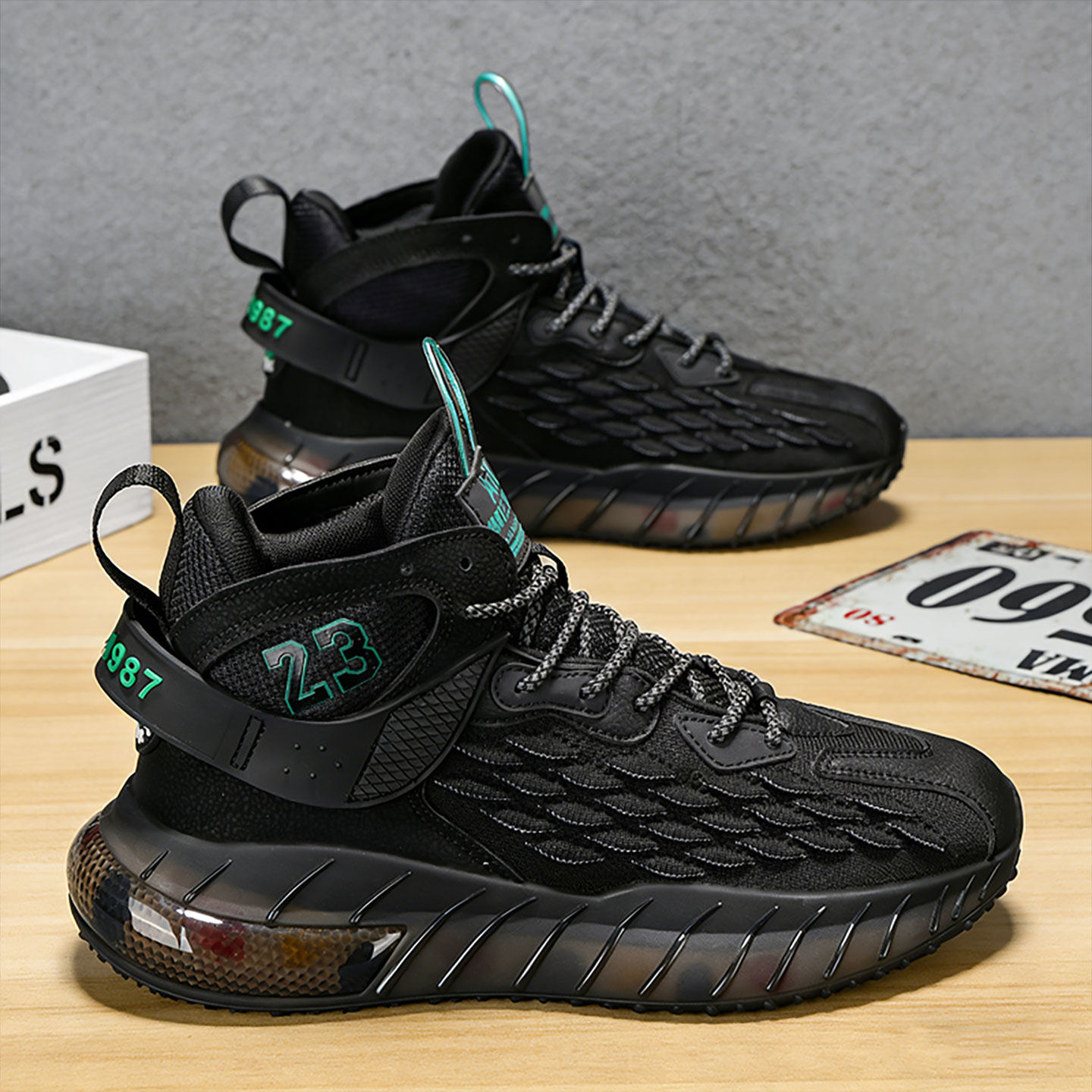 高筒鞋男款青少年耐磨实战篮球鞋网面透气学生百搭防滑气垫运动鞋主图