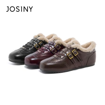 卓诗尼加绒保暖阿甘德训鞋女2025新款冬季复古百搭舒适休闲魔术贴