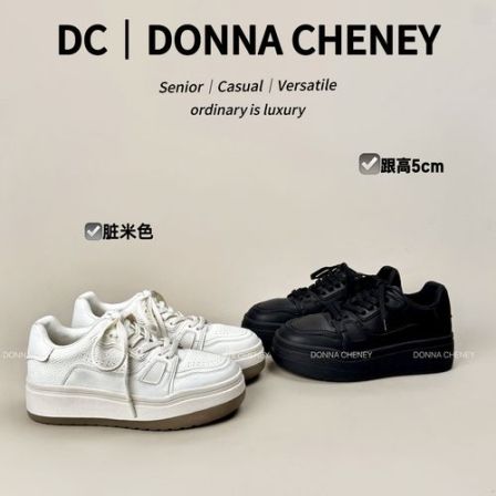 DONNA CHENEY厚底脏脏鞋2026新款百搭做旧擦色小白鞋休闲黑板鞋