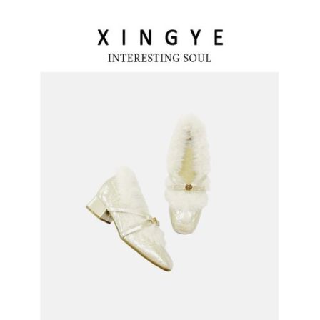 SENYU 增高7CM~法式山茶花加长绒玛丽珍一脚蹬外穿毛毛鞋女冬