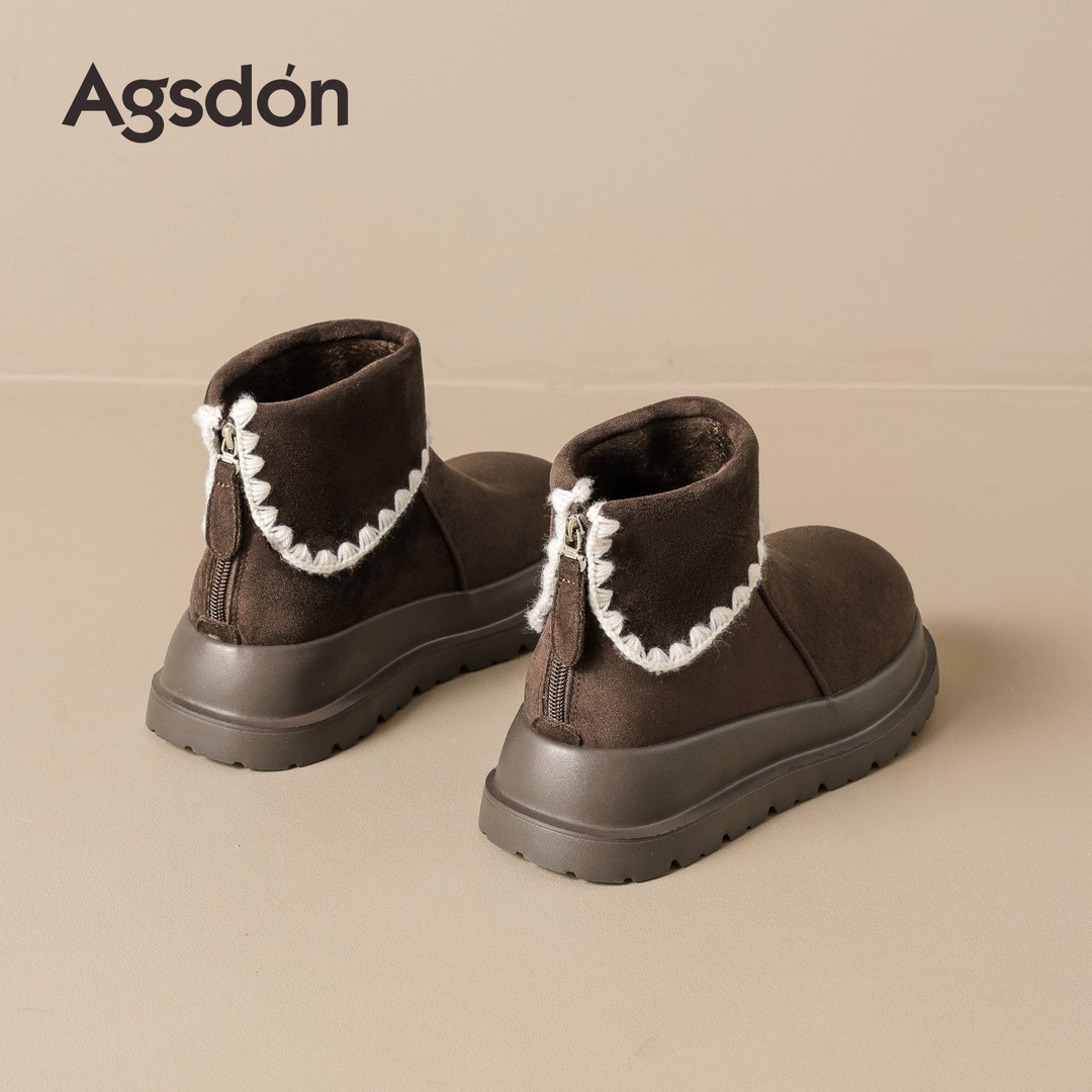 【奥古狮登】厚底加绒短靴女冬5cm增高R654396AA主图