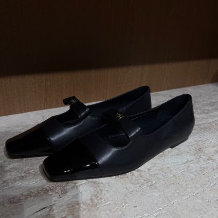 TANTAN 重工气质休闲时尚黑色低跟羊皮平跟鞋4796