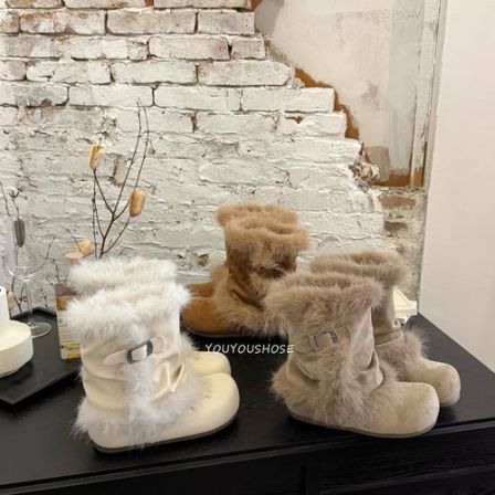 内增高雪地靴女2026新款加绒防滑加厚保暖外穿小个子勃肯短筒棉鞋