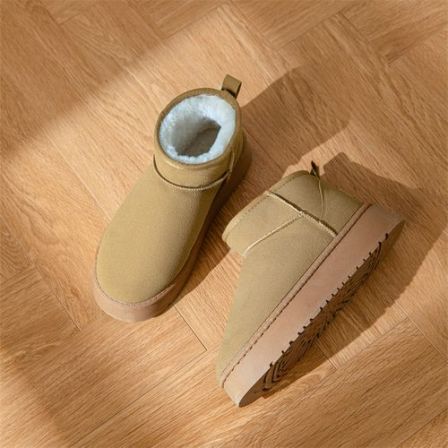 【玲姐定制】冬季保暖防滑台时尚风一脚蹬中跟雪地靴6899