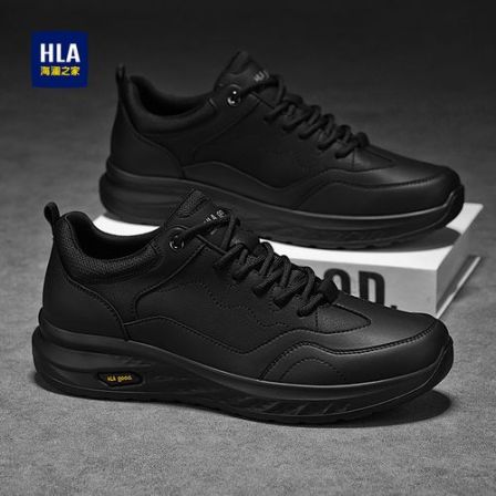 HLA/海澜之家男鞋春季新款百搭防水黑色休闲鞋男士软底跑步运动鞋