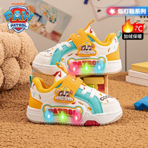 汪汪队冬季加绒运动鞋软底保暖儿童灯鞋板鞋防滑宝宝秋冬小童主图